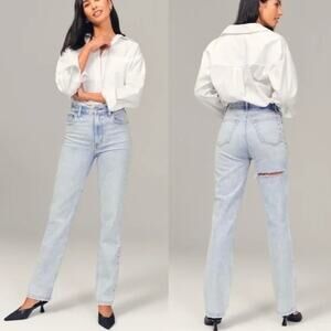NWT Abercrombie & Fitch Jeans Size 34/18 Short 90s Straight Leg Ultra High Rise
